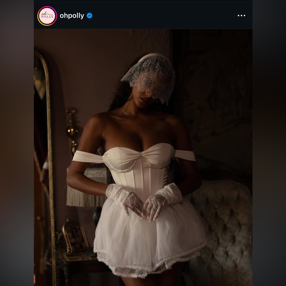 Oh Polly White Dress with Lace Detail